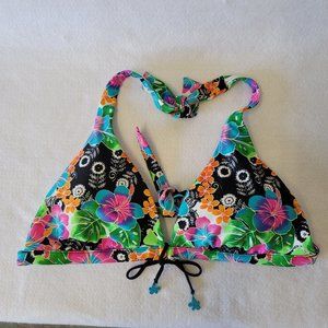 Body Glove Bikini Top womens size Large Floral Multi Colored Halter